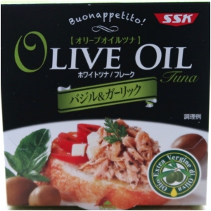 SSK オリーブオイルツナフレーク バジル&ガーリック 90g エスエスケイ ツナ缶 びん長まぐろ EOF3